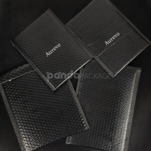 black bubble mailer bags with printed logo for jewelry, cosmetics and gift packaging