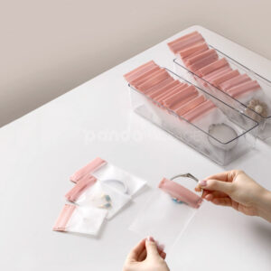 frosted eva ziplock plastic bags with colored top seal for jewelry, cosmetics and travel storage