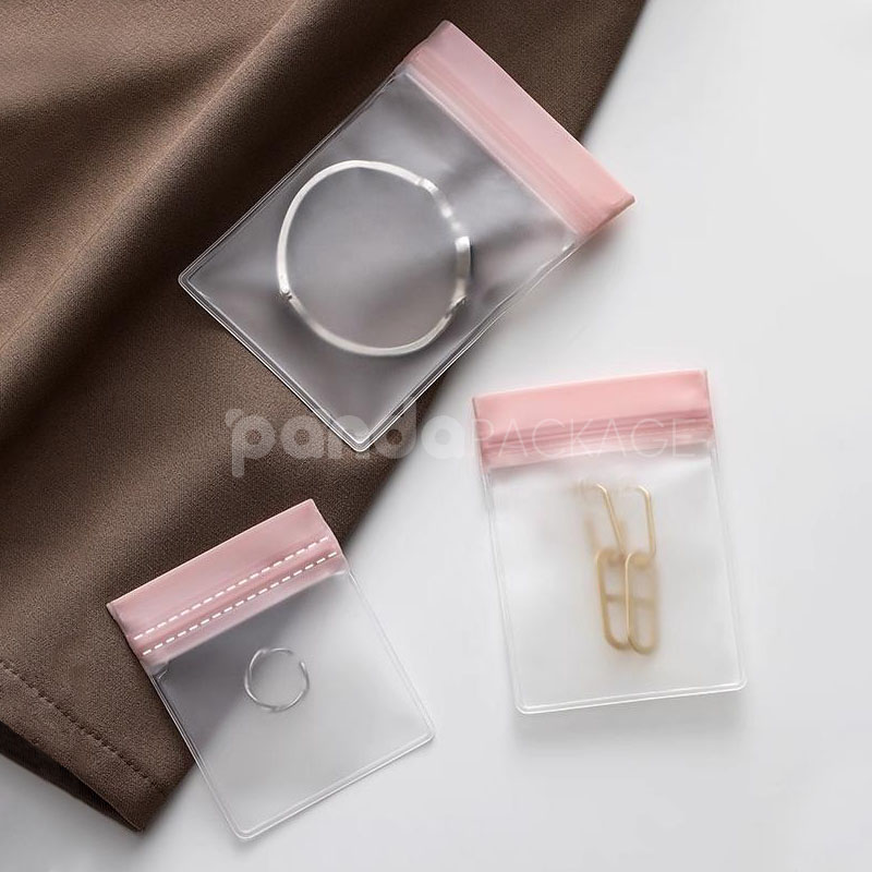 frosted eva ziplock plastic bags with colored top seal for jewelry, cosmetics and travel storage