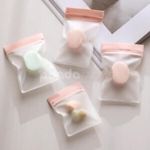 frosted eva ziplock plastic bags with colored top seal for jewelry, cosmetics and travel storage