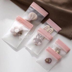 frosted eva ziplock plastic bags with colored top seal for jewelry, cosmetics and travel storage