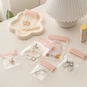 frosted eva ziplock plastic bags with colored top seal for jewelry, cosmetics and travel storage