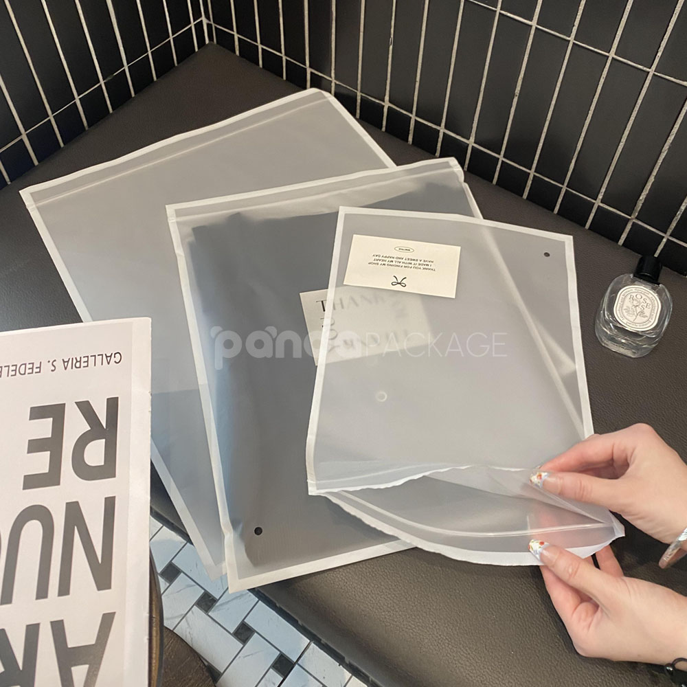 frosted zip lock clothing packaging bags for apparel storage and retail display
