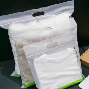 frosted zip lock clothing packaging bags with die-cut handle for apparel retail and shipping
