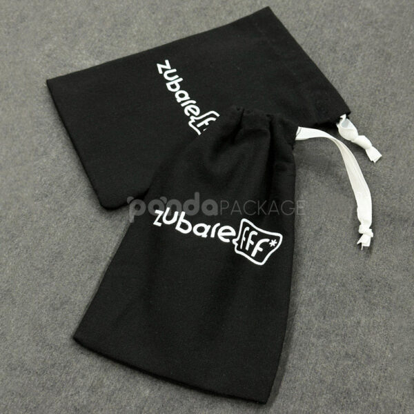 Black Cotton Drawstring Pouch Bags for Apparel Packaging