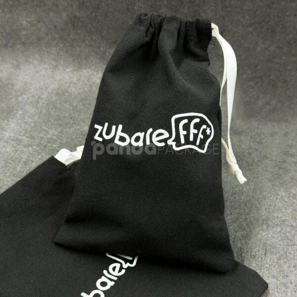 Black Cotton Drawstring Pouch Bags for Apparel Packaging