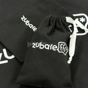 black cotton drawstring pouch bags for apparel and clothing packaging