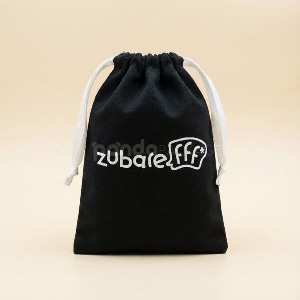 Black Cotton Drawstring Pouch Bags for Apparel Packaging