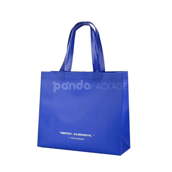 Klein Blue Laminated Non-Woven Tote Bags with Reinforced Handles for Apparel Packaging
