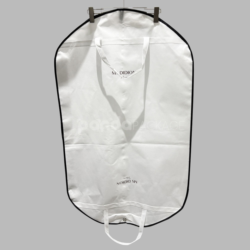 white non-woven garment bag for clothing packaging and storage