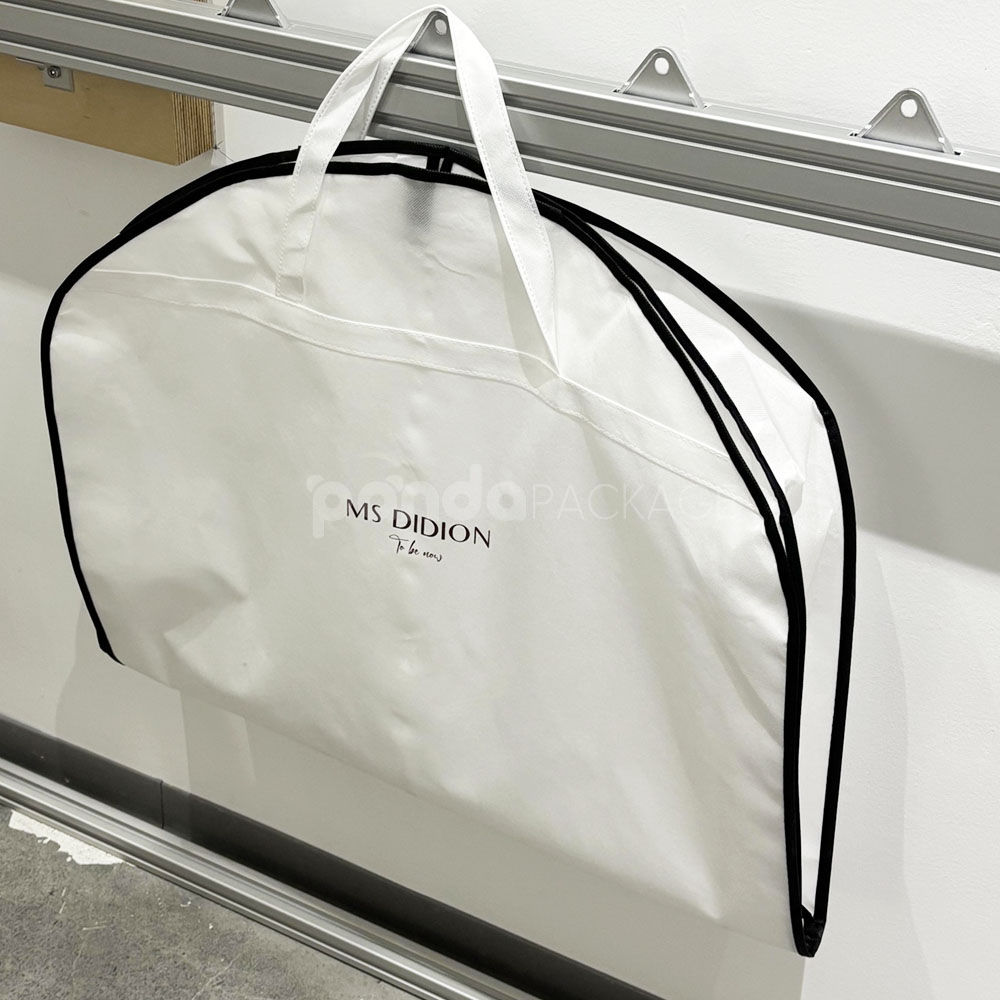 white non-woven garment bag for clothing packaging and storage