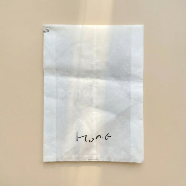 White Tissue Paper Center Seal Clothing Bag with Metal Strip Closure