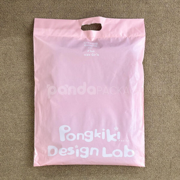 Pink Poly Mailer Bag with Die-Cut Handle and Adhesive Seal