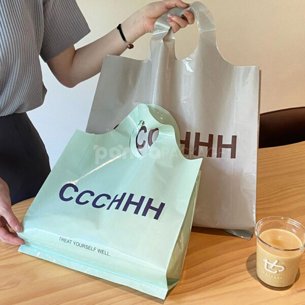 Pastel Color Die-Cut Handle Plastic Shopping Bag