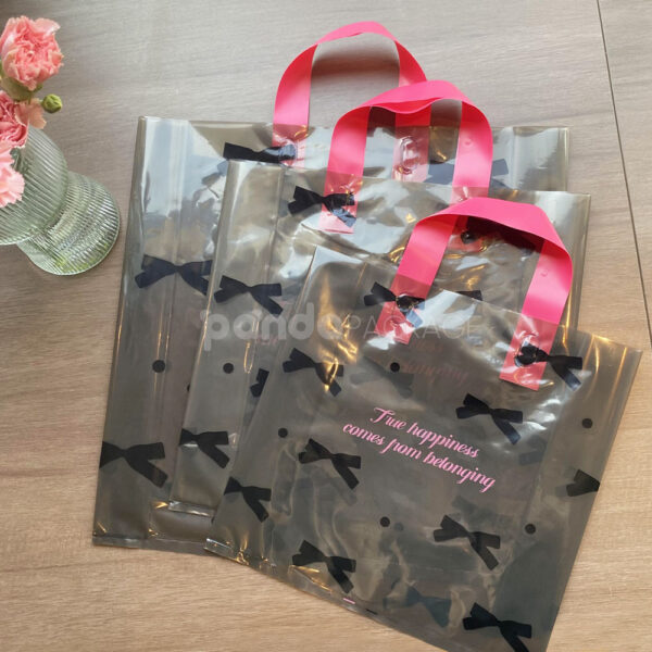 Two-Tone Transparent Plastic Shopping Bag with Colored Handles