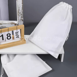 white non-woven fabric drawstring bag for clothing and shoe packaging
