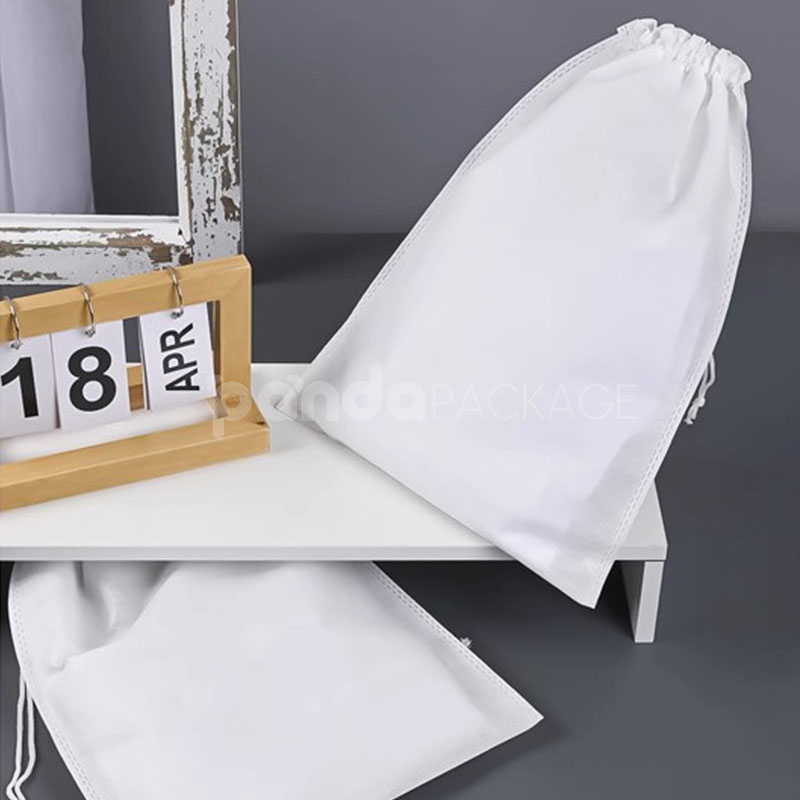 white non-woven fabric drawstring bag for clothing and shoe packaging