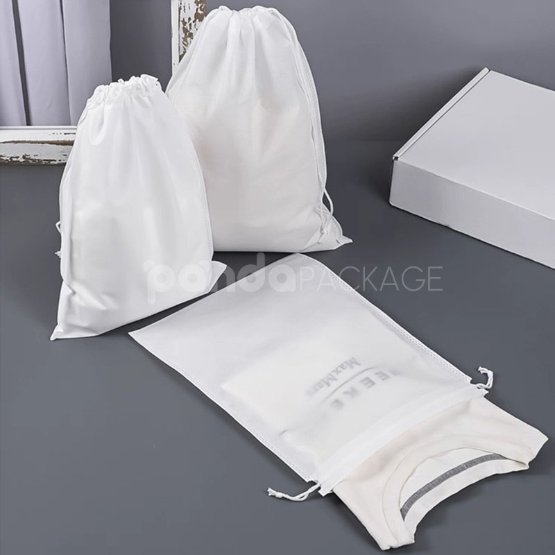 white non-woven fabric drawstring bag for clothing and shoe packaging
