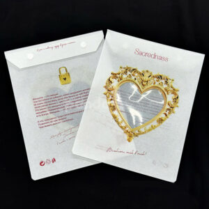 eco-friendly heart window clear packaging bag with snap button closure for clothing and fashion accessories