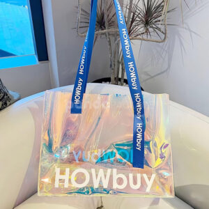 eco-friendly transparent pvc tote bag with wide handles for retail and apparel packaging