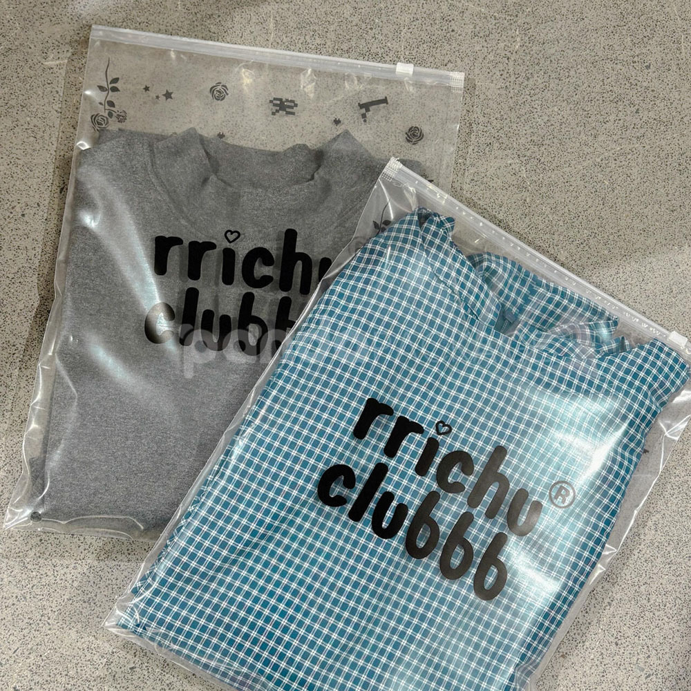 clear zip lock apparel packaging bags for clothing storage and shipping