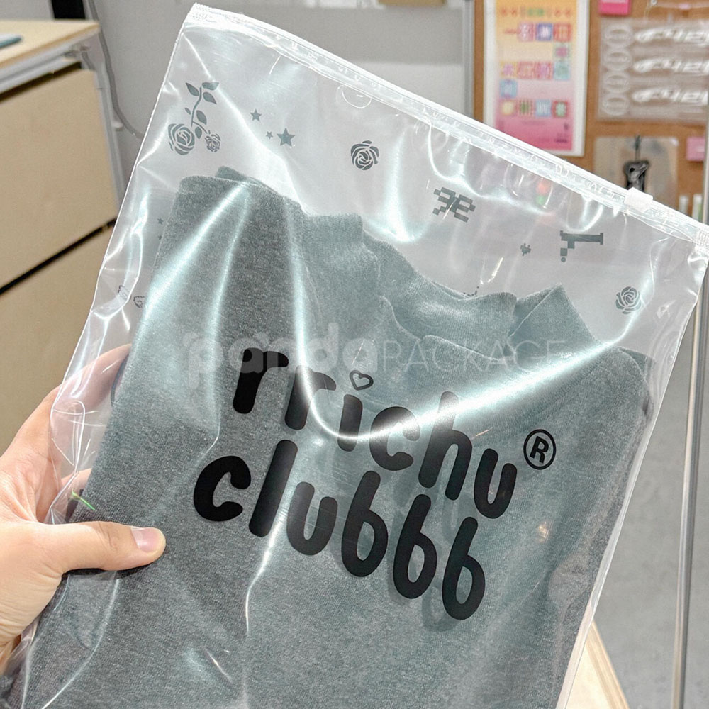 clear zip lock apparel packaging bags for clothing storage and shipping