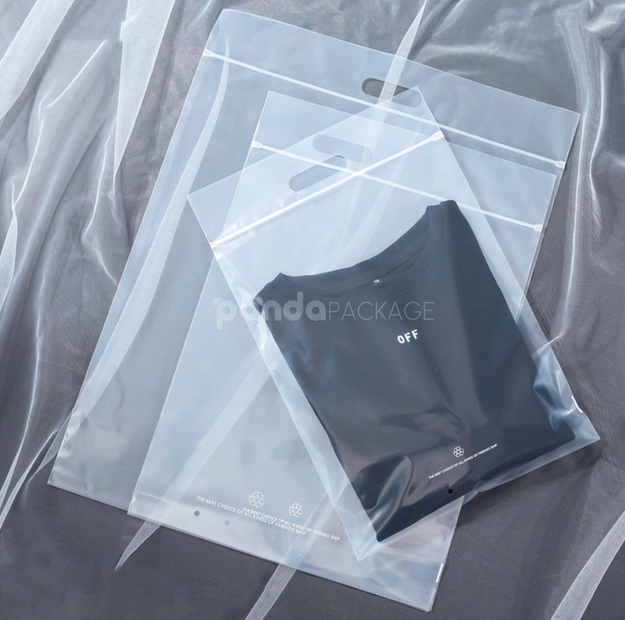 clear handle apparel packaging bags for clothing and retail use