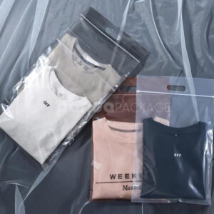 clear handle apparel packaging bags for clothing and retail use