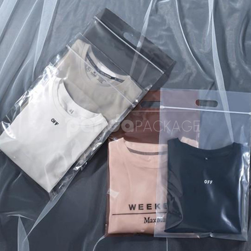 clear handle apparel packaging bags for clothing and retail use