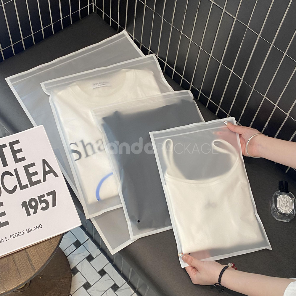 frosted self adhesive apparel packaging bags for clothing and retail