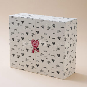 luxury magnetic rigid gift box with double doors and printed design for sneaker packaging
