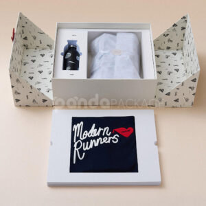 luxury magnetic rigid gift box with double doors and printed design for sneaker packaging