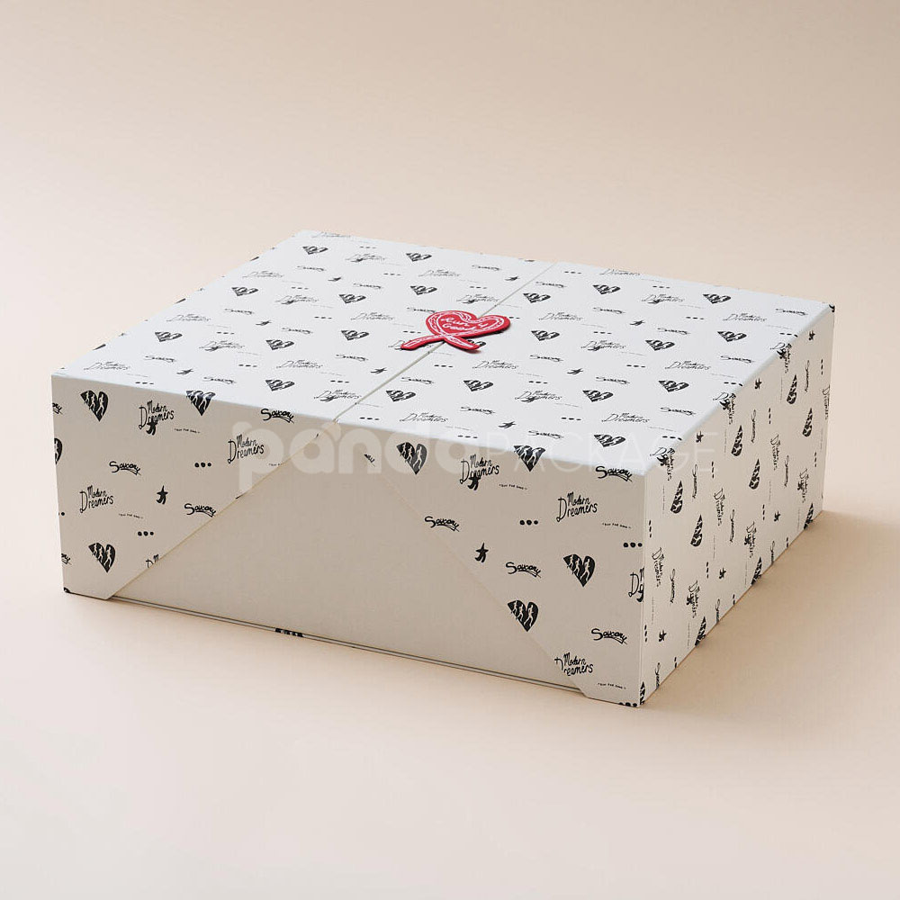 luxury magnetic rigid gift box with double doors and printed design for sneaker packaging
