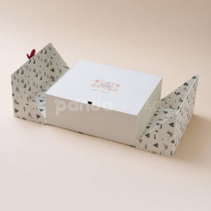 luxury magnetic rigid gift box with double doors and printed design for sneaker packaging