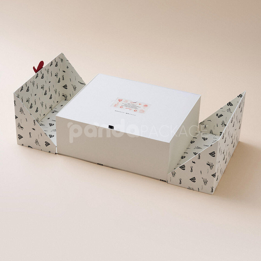 luxury magnetic rigid gift box with double doors and printed design for sneaker packaging