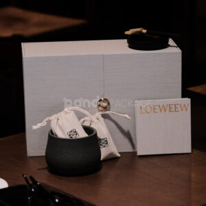luxury linen magnetic rigid box with double doors and gold knob for premium gift packaging