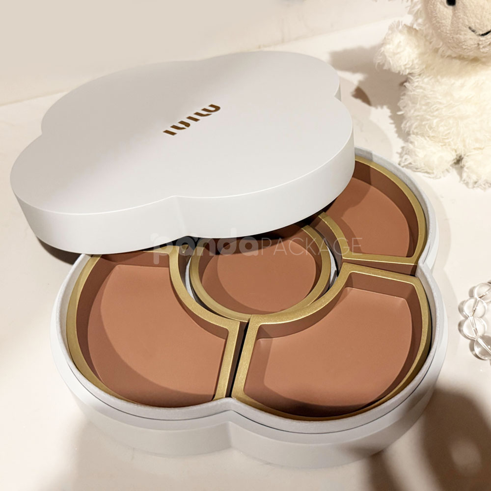 luxury flower shaped rigid box with gold compartment tray for mooncake or chocolate gift packaging