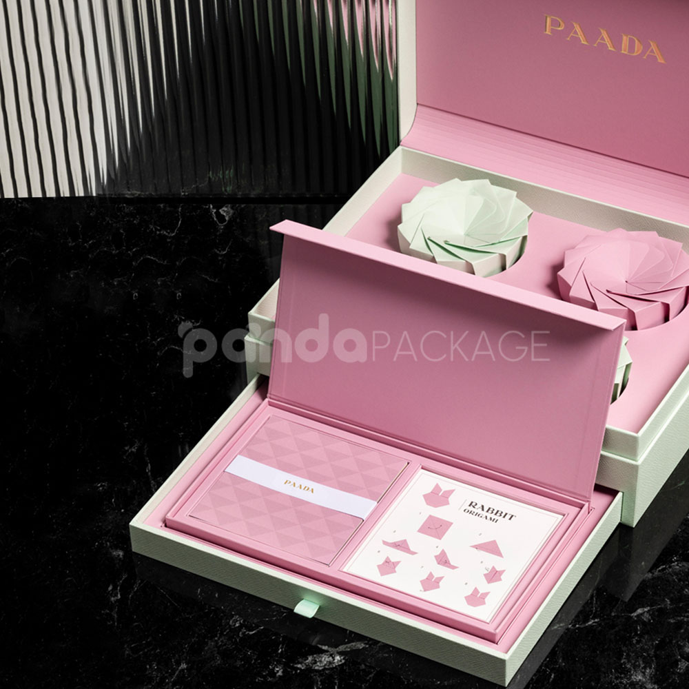 luxury flip lid rigid gift box with drawer and magnetic closure for elegant product packaging