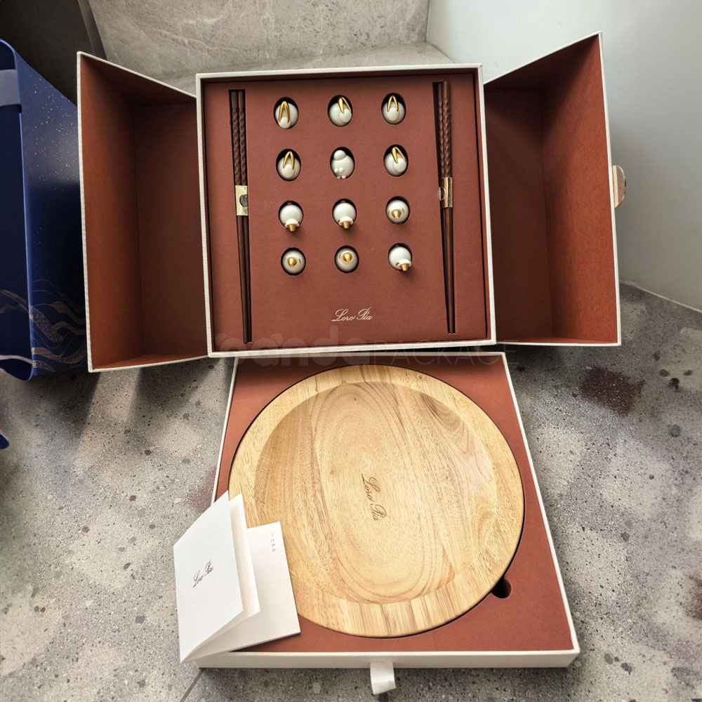 luxury double door rigid box with magnetic closure and drawer for premium gift packaging