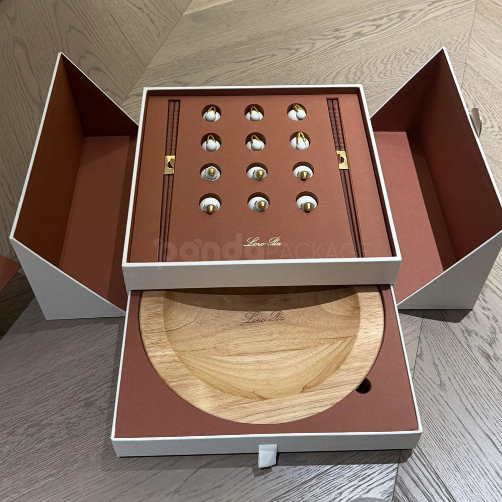 luxury double door rigid box with magnetic closure and drawer for premium gift packaging