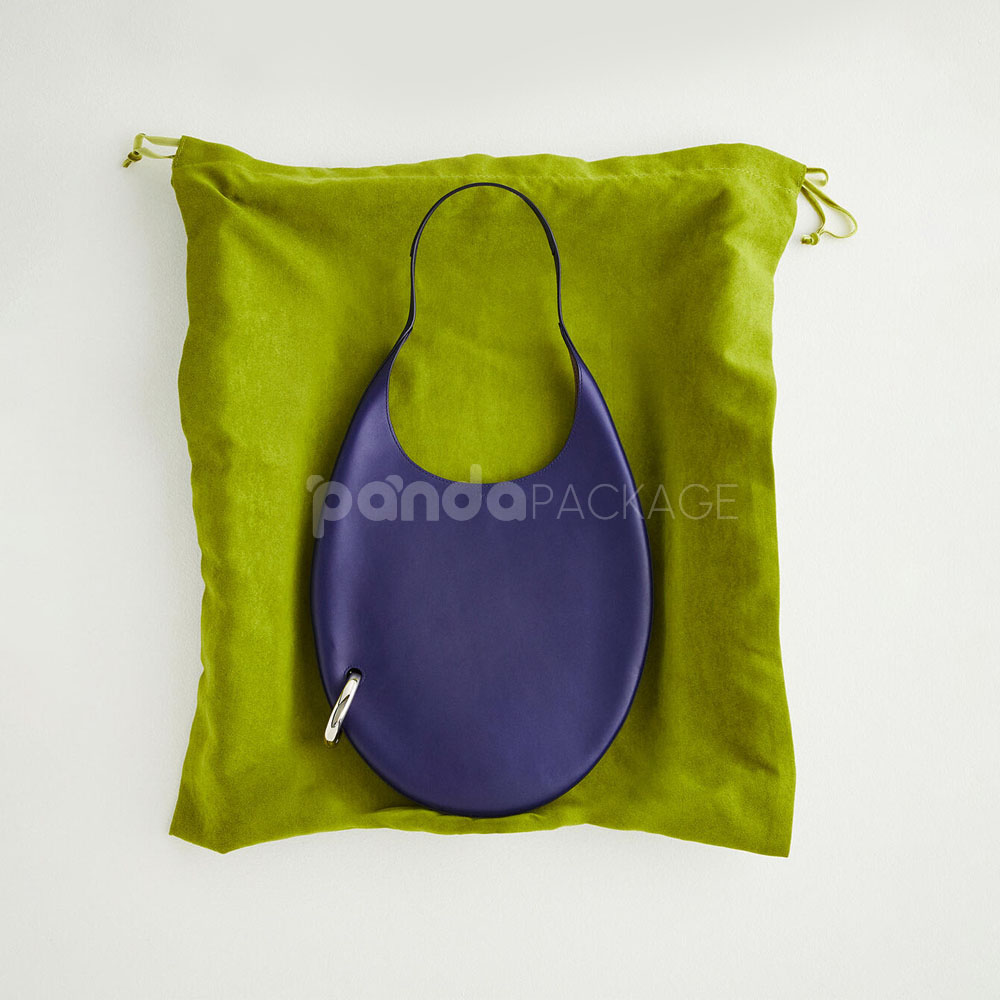 luxury suede drawstring dust bag in olive green for handbags and accessories packaging
