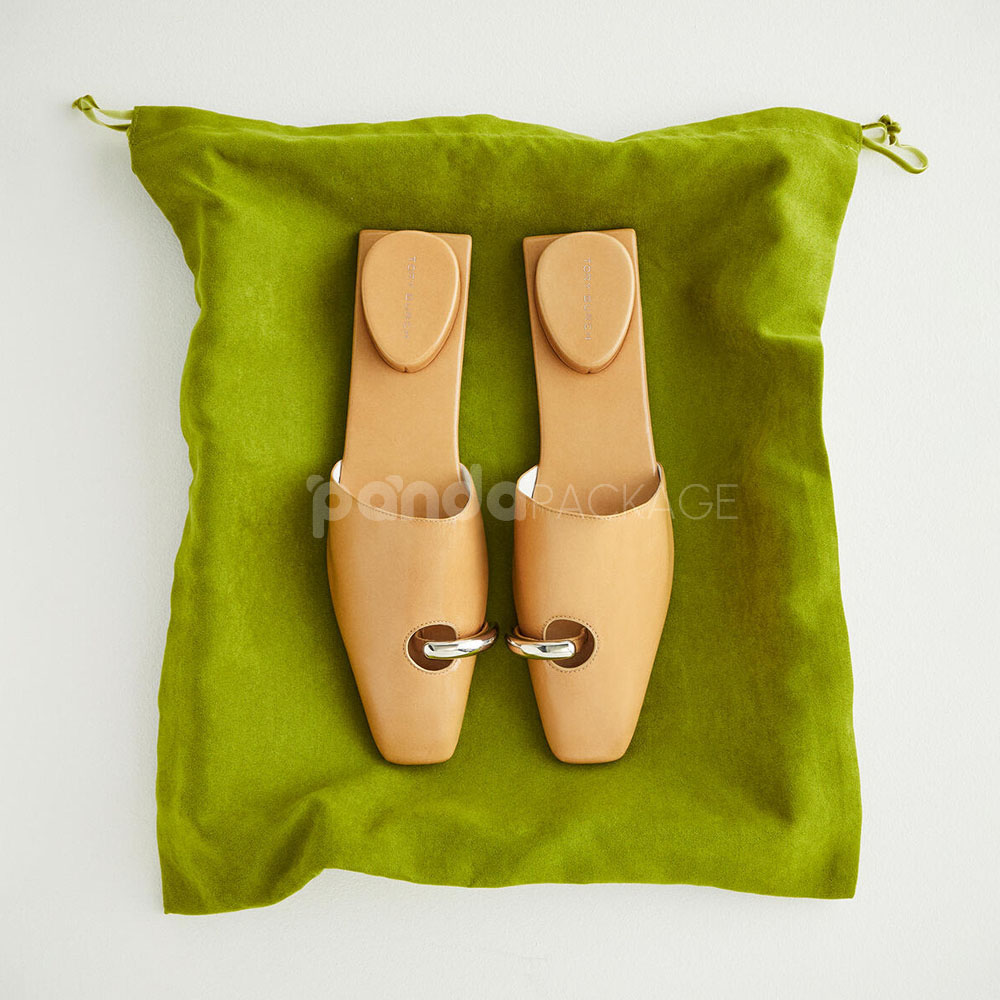 luxury suede drawstring dust bag in olive green for handbags and accessories packaging