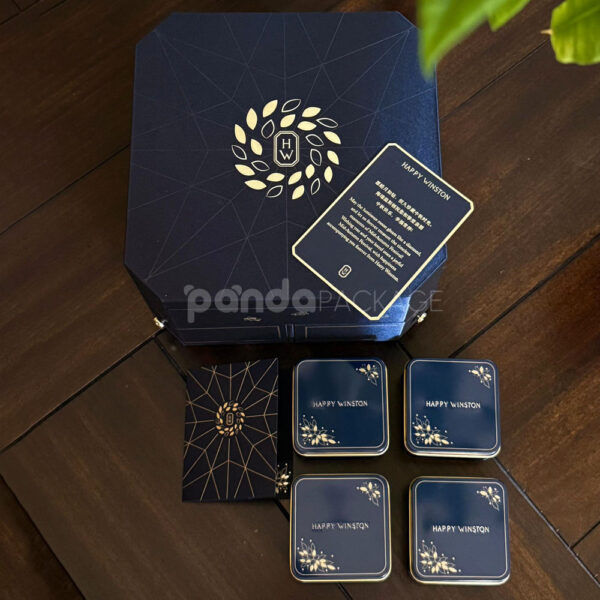 Luxury Octagonal Rigid Drawer Box with Gold Foil Design