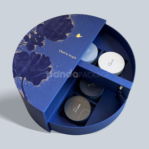 Elegant Blue Moon-Shaped Rigid Gift Box with Drawer