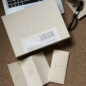 eco-friendly flip-top paperboard box for sustainable cosmetic packaging with blind box concept and embossed details