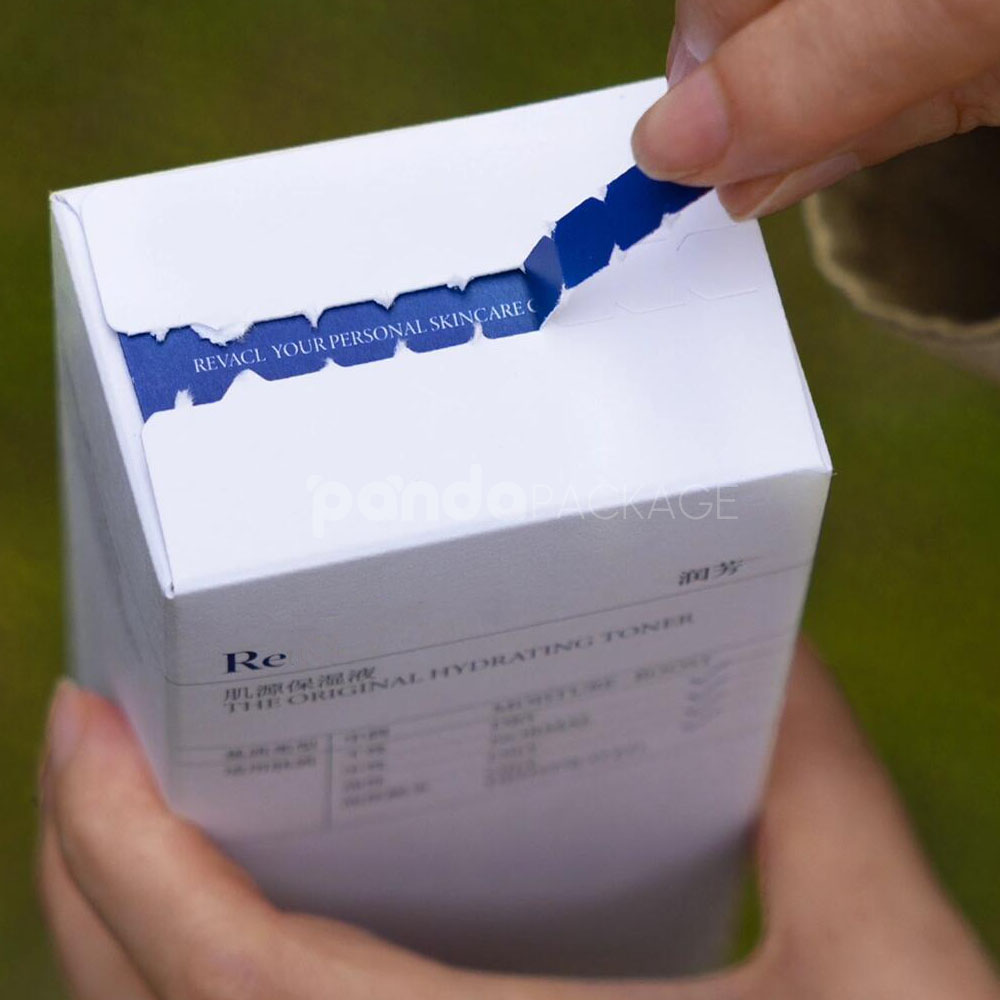 fsc certified sustainable cosmetic paperboard box with easy tear-open design for skincare packaging