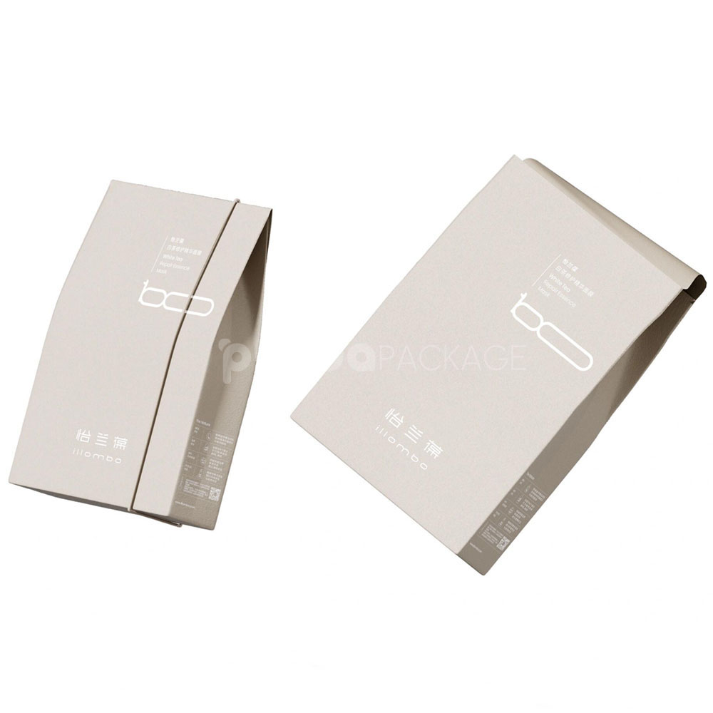 luxury collapsible rigid box with flip lid and recyclable grey paperboard for cosmetic packaging