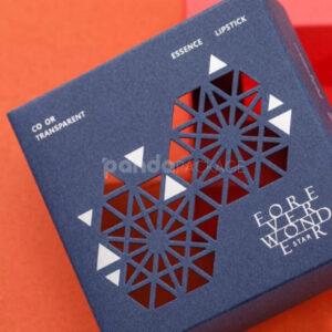 luxury rigid cosmetic gift box with woven texture design and gold foil stamping for makeup packaging