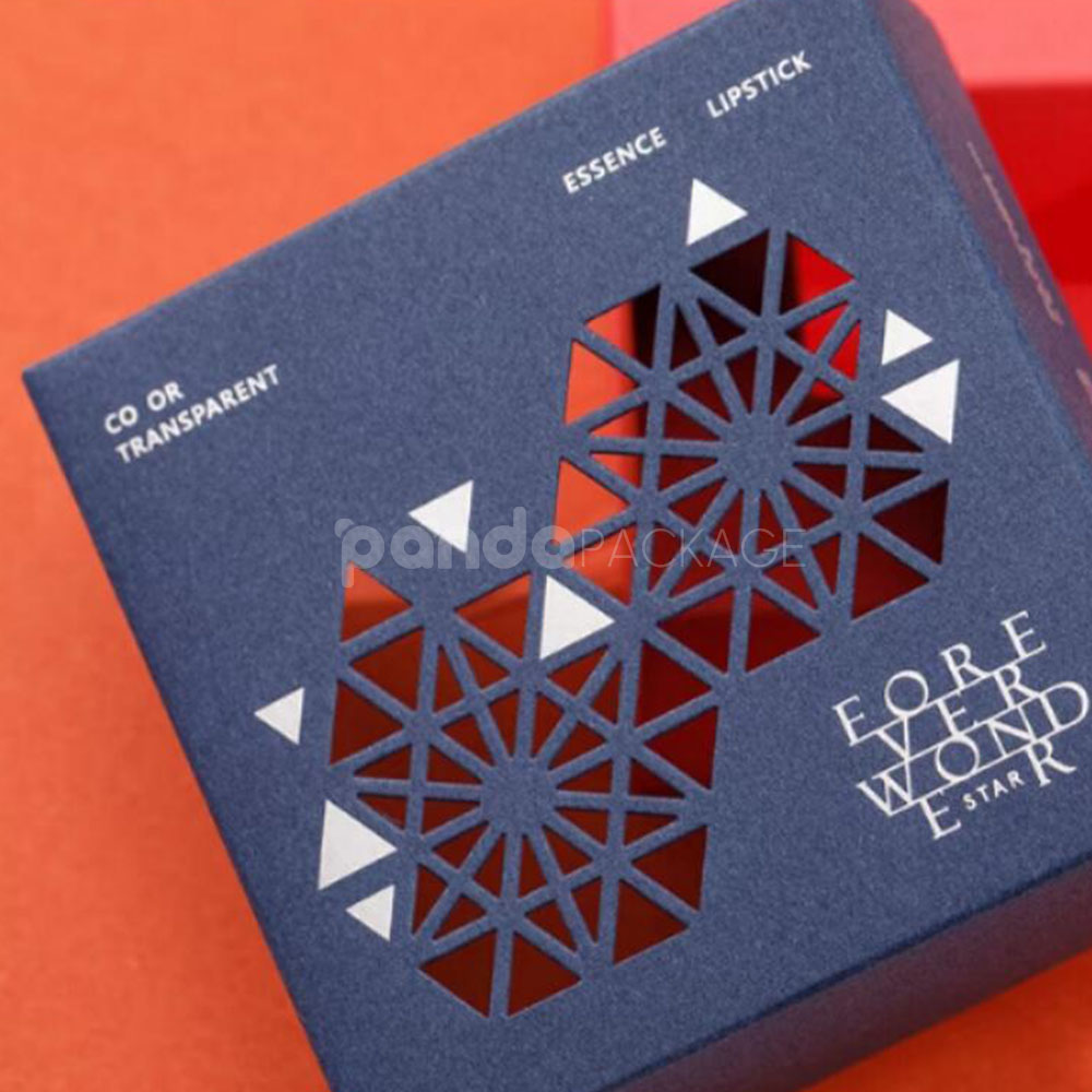 luxury rigid cosmetic gift box with woven texture design and gold foil stamping for makeup packaging