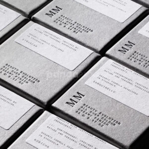 sustainable minimalist cosmetic packaging box made from recyclable paperboard with embossed typography and natural color finish